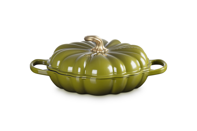 Le Creuset Cast Iron Signature Pumpkin Shallow Casserole 28cm OliveOlive image number 1